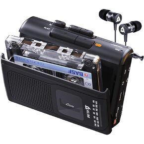 KLIM K8 Cassette Tape Player Portable + Cassette Recorder + New + AM/FM Walkman Cassette Player + Built-in Microphone & Speaker + Headphone Jack & Earphones