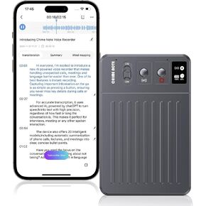 AI Voice Recorder, Audio Recorder, No Fee for Transcribe & Summarize Empowered by ChatGPT, APP and WEB Sync, Support 107 Languages, 64GB Memory, Voice Activated Recorder for Lectures/Meeting/Call-Grey