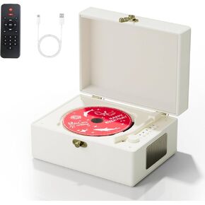 Rechargeable Leather CD Player with Speakers; Bluetooth Transmitter; Festival Gift; BGM Player for Home Decor