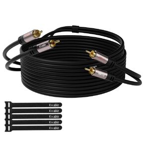 RCA Cable 100FT, 2RCA Male to 2RCA Male Stereo Audio Cable,【Oxygen-Free Copper, Hi-Fi Sound, Double Shielded】 2 RCA Car Audio Subwoofer Cord for Home Theater, HDTV, Amplifier, Hi-Fi System, Speaker