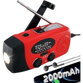 Solar Emergency Hand Crank Weather Radio, AM/FM NOAA Portable Radio with 2000mAh Battery Phone Charger, SOS Alarm & Solar Power LED Flashlight for Camping, Emergency