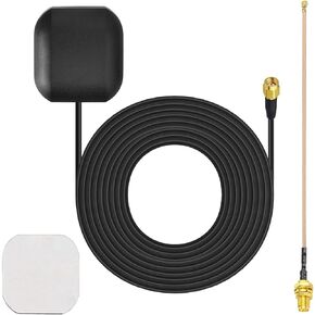 Bingfu Waterproof Active GPS Navigation Antenna Adhesive Mount SMA Male GPS Antenna with 15cm 6 inch U.FL IPX IPEX to SMA Female RG178 Coaxial Pigtail Cable for GPS Module Receiver Tracking