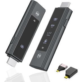 Wireless HDMI Transmitter and Receiver, 1080P/60HZ Wireless HDMI Extender, 5.8G Band Plug & Play Wireless Display Adapter for PC/DV/HDYV/Projector/TV Box, No Need App & Bluetooth (Black)