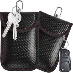 2 Pack Faraday Bag for Car Keys, Car RFID Signal Blocking Key Fob Protector, Anti-Theft Car Security Fob Cage