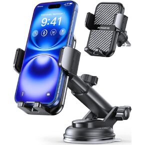 3-in-1 Car Phone Holder [122+LBS Strongest Suction & Stable Clamp Arm] 360° Adjustable Car Phone Mount, Cell Phone Holders for Your Car for Dashboard Vent, All Smartphones & Car Models (Black)
