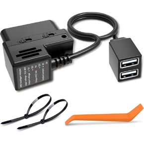 OBD Constant Power Cable for Dash Camera,OBDII Power Adapter with Two USB Ports,24H Parking Mode/Low Voltage Protection,Compatible with Garmin Dash Cam,OBD Power Cable,OBD-II Port Power Supply