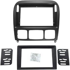 Double Din and 9 Inches Radio Dash Kit Compatible with Mercedes Benz S Class W220 1998-2005 Stereo Installation Mount Trim Bezel (Wooden Color)