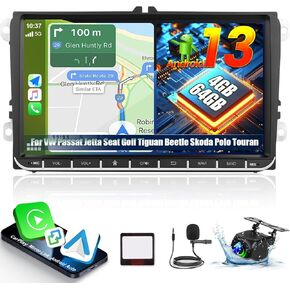 [4 + 64g] ترقية ستيريو لـ VW Passat Jetta Seat Golf Tiguan Beetle Skoda Polo Touran - Carplay و Android Auto ، اختصار ، الصفحة الرئيسية المخصصة ، AI DSP ، GPS ، WiFi ، SWC + Canbus + AHD.