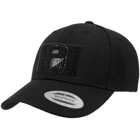 Pull Patch Curved Bill Premium Snapback Hat | Black Baseball Cap | 2x3 in Loop Surface to Attach Morale Patches