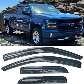 94623 Side Wind Deflectors Vent Rain Guards, Window Visor Compatible with 2002-2008 Dodge Ram 1500, 2003-2009 Ram 2500 & 3500 with Quad Cab, Sun Shade Dark Smoke 4-Piece Set