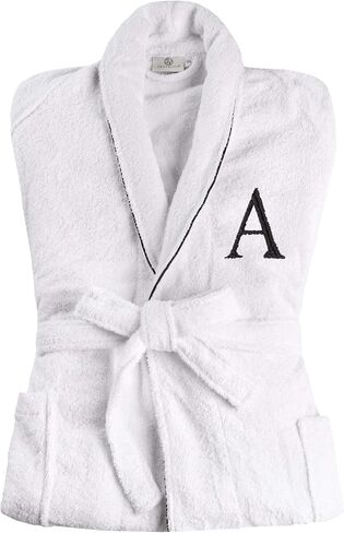 Superior Cotton Unisex Bathrobe, Soft And Absorbent Robe For Men And Women, Bathroom Accessories, White Embroidered Highly Absorbent Fluffy Bathrobe, Large-X Large in Saudi Arabia
