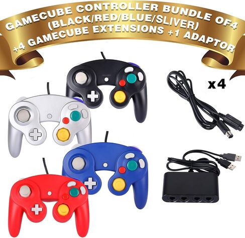 حزمة وحدة تحكم Cube Cube 4 مع 4 حبال تمديد ومحول من 4 منفذ لـ S-Witch PC Wii U Console in Saudi Arabia