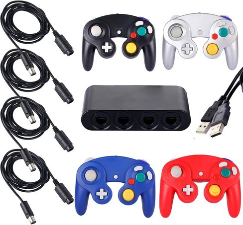 حزمة وحدة تحكم Cube Cube 4 مع 4 حبال تمديد ومحول من 4 منفذ لـ S-Witch PC Wii U Console in Saudi Arabia