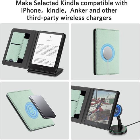 CoBak Stand Case for 7" Kindle Paperwhite 12th Gen 2024 and Kindle Colorsoft with Hand Strap - Compatible with iPhone MagSafe, for Samsung/Belkin/Anker Wireless Charging Pads, Durable, Auto Sleep Wake in Kuwait