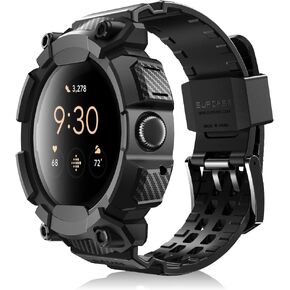 SUPCASE for Google Pixel Watch 3 45mm Case with Band (Unicorn Beetle Pro), [Military-Grade Protection] [Anti-Scratch] Rugged Men Cover with Adjustable Strap Band for Pixel Watch 3 45mm, Black
