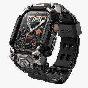 SUPCASE for Apple Watch Ultra 2/1 49mm Case with Band 2024/2023/2022 (Unicorn Beetle Ore), [Anti-Scratch] [Military-Grade Protection] Rugged Sport Men Bumper Case with Adjustable Strap Band, Black