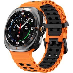 Marine Silicone Bands Compatible with Samsung Galaxy Watch Ultra Band 47mm,No Gap Soft Sport Double Color Breathable Strap Watch Bands Compatible for Samsung Watch Ultra 47mm Waterproof Men Women