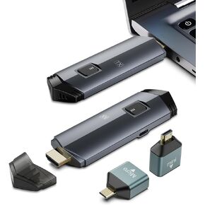 2025 Upgraded Wireless HDMI Transmitter and Receiver 4K, Portable Wireless HDMI Extender Kit 100FT Range, 2.4G/5G Plug & Play, Streaming from Laptop/PC/TV Box/Camera to Monitor/Projector/HDTV (Black)