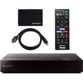 Sony Blu Ray Player with WiFi. Video Streaming & Screen Mirroring, DVD Players for Tv, HD Bluray Playback, Includes Blue Ray/Cd Player, Full 1080p, Remote Control, HDMI Cable, Cleaning Cloth