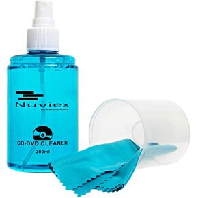 Premium CD Cleaner Solution Spray - Compact Disc CD-DVD Cleaning Fluid with Microfiber Anti-Static Cloth 7oz
