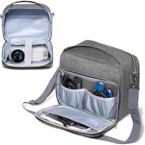 LUXJA Mini Projector Case Compatible with DR.J/QKK, Portable Projector Carrying Bag for Mini Projector and Accessories, Purple