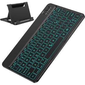 OMOTON Bluetooth Keyboard for Samsung Tablet, with 7 Colors Backlight Rechargeable Wireless Keyboard for Galaxy Tab A9+/A9+ Plus/S9/S9 Plus/S9 FE etc, Compatible with Android/Windows/iOS