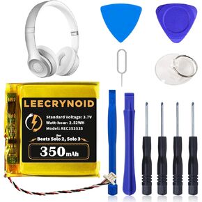AEC353535 Battery, 350mAh[2024 New Upgraded] Ultra High Capacity Li-Polymer Replacement Battery for Beats Solo 2|Solo 3 Wireless Headphones with Professional Replacement Tool Kits