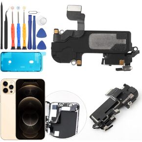 Earpiece Speaker for iPhone 12 Pro Max Ear Speaker Replacement for iPhone 12 Pro Max Speaker Replacement Light Proximity Sensor Flex Cable Earphone Speaker Assembly with Tools
