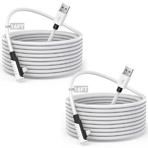 2Pack 16FT Fast Link Cable for PC VR suitable for Oculus/Meta Quest 3/Meta Quest 3S，Quest2/Pro/Pico 4/Ultra Accessories and PC/SteamVR，High Speed PC Data Transfer，USB 3.0 to USB C Cable for VR Headset