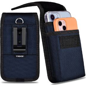 ykooe Heavy Duty Dual Phone Case for Two Phones, Fits for iPhone and Samsung, Sturdy Build, Durable Nylon Double Phone Holster with Strong Metal Belt Clip for Secure Protection, Blue