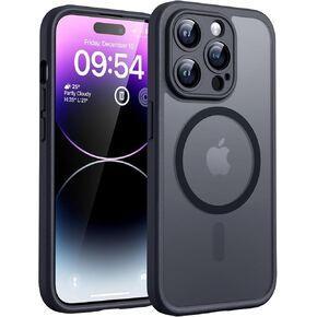 TOCOL Magnetic for iPhone 14 Pro Max Case, Upgraded Full Camera Protection, Compatible with Magsafe, Drop Protection, Translucent Matte Back Bumper Phone Cover 6.7-Inch（Black）