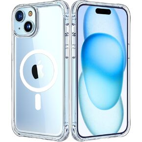 Mkeke Magnetic Designed for iPhone 15 Case Clear, Compatible with Magsafe, [Not Yellowing] [Military-Grade Drop Protection] Phone Cases for Apple iPhone 15 with Shockproof Bumper 2023