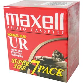 Maxell 108575 مصممة بشكل مثالي لحزم الطوب تسجيل الصوت مع سطح ضوضاء منخفضة - 90 دقيقة من الكاسيت الصوتية ، 7 أشرطة لكل حزمة