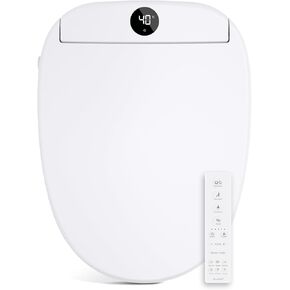 Bidet Toilet Seat, Smart Unlimited Warm Water, Electronic Heated Toilet Seat with Remote Control, Turbo Wash, Dryer, Rear and Front Wash, Slow Closes, Night Light, White, 225 (Elongated)