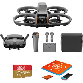 DJI Avata 2 Fly More Combo (3 Batteries) FPV Drone with Camera 4K, One-Push Acrobatics, Propeller Guard, 155 FOV, Camera Drone, Goggles 3 & RC Motion 3 + SD Card & Landing pad