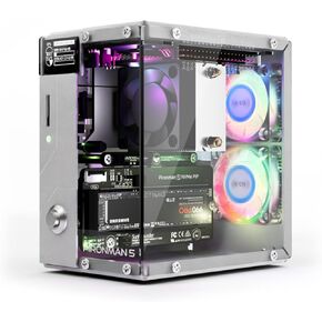 Pironman 5 NVMe M.2 SSD PCIe Mini PC Case for Raspberry Pi 5 Hailo-8L AI Accelerator with Tower Cooler+Dual RGB Fans, 0.96'' OLED Module, Safe Shutdown, Standard HDMI, RGB Effect, Stylish Design