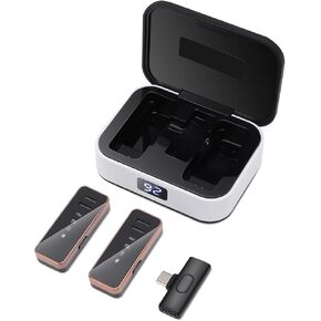 Gugxiom Lavalier Microphone for Type C Smartphones Tablets Computers, Mini Mic with Three-Stage Noise Cancellation 2.0, 48KHz, 16Bit, Plug-Play, 66ft Range, 24H Charging Case