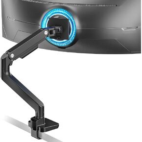 Ultrawide Monitor Arm for 17 to 49 Inch Heavy Duty Curved Monitor, Holds 44 Lbs, Adjustable Gas Spring Monitor Arm Desk Mount with C Clamp, Grommet Base, 75/100 Vesa Mount, Black