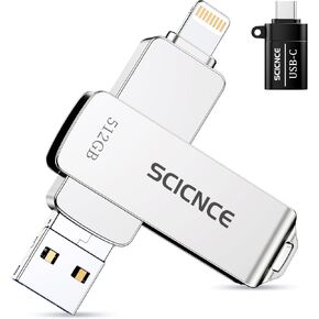 SCICNCE 512GB Flash Drive Intended for iPhone, USB Memory Photo Stick Storage for Photos Videos, Plug and Play No Application Required, Compatible with iPhone iPad Android and Computers (Rose Gold)