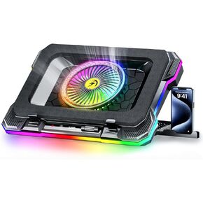 ChillCore RGB Gaming Laptop Cooling Pad with 5.5" Turbo Fan, Rapid Cooling for 15.6-19.3" Laptops, Variable Speed Control, 7 Adjustable Heights - K1 5V RGB