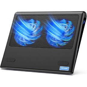 TECKNET Laptop Cooling Pad, 12"-15.6" Laptop Cooler, Gaming Laptop Cooling Stand, Wind Speed Adjustable, 2 USB Powered Laptop Fan Cooling Pad for Laptop Within 16 Inch (Blue)