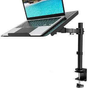 WALI Laptop Tray Desk Mount for 1 Laptop Notebook up to 17 inch, Fully Adjustable, 22 lbs Capacity with Vented Cooling Platform Stand (M00LP)