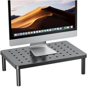Monitor Stand for Desk - Ergonomic Monitor Riser, Laptop Stand with Non-Slip Pads, Sturdy & Stable Computer Stand with Cooling Holes, Desk Organizer for Laptop, Printer, 14.1''×9.4''×3.9''