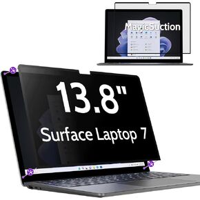 Privacy Screen for 13.5 Inch Surface Laptop 6/5/4/3/2/1, MagicSuction™ Removable Anti Spy Black Protector, Glare Blue Light Filter for Microsoft Laptop Computer Monitor