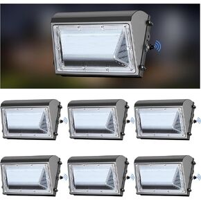 6 Pack 150W LED Wall Pack Light with Dusk to Dawn Photocell, 22500LM 5000K IP65 Waterproof Wall Pack Lights Outdoor LED Commercial Security Light for Parking Lot, Warehouse, Yard AC120-277V