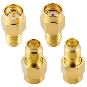 4PCS SMA Adapter Kit SMA Coax Connector Antenna Cable Gender Changers SMA Male to Male SMA Female to Female Coax Adapter Low Loss Coaxial Connector for Radio Audio WiFi Antenna Coaxial Extension Cable