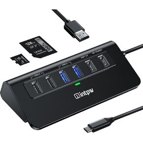 USB C Hub, INTPW 10-in-1 USB Docking Station, Aluminum USB to Ethernet Adapter with 4K HDMI, PD 100W, 1Gbps Ethernet, USB-C and 2 USB A 3.0 5Gbps, 2 USB 2.0, SD/TF Slot for MacBook Air/Pro, iPad