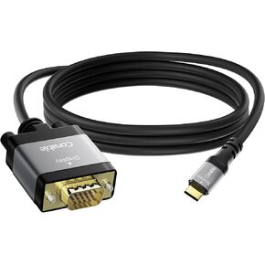 USB c to VGA Cable 6 FT ، USB Type-C to VGA Cord ، (Thunderbolt 3/4) متوافق مع سلسلة iPhone 16/15 ، MacBook Pro/Air ، iPad Pro ، IMAC ، Galaxy S24 ، XPs ، Surface Book 3 and أكثر ، كابل أسود