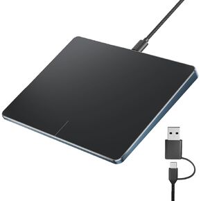 ProtoArc Wired Trackpad for Mac OS Sonama 14/Mac OS Ventura 13 and Mac OS Monterey 12, Large T1-A Touchpad for Mac OS, USB Slim Touchpad Mouse with Multi-Touch Navigation (White Silver)