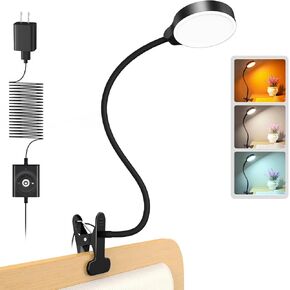 Glocusent 5W Clip on Light, 36LED Eye Caring Reading Light for Bed, 3 Colors & 5 Brightness Clip on Lamp with Adapter, Perfect Reading Light for Bed Lamp/Bunk Bed Light